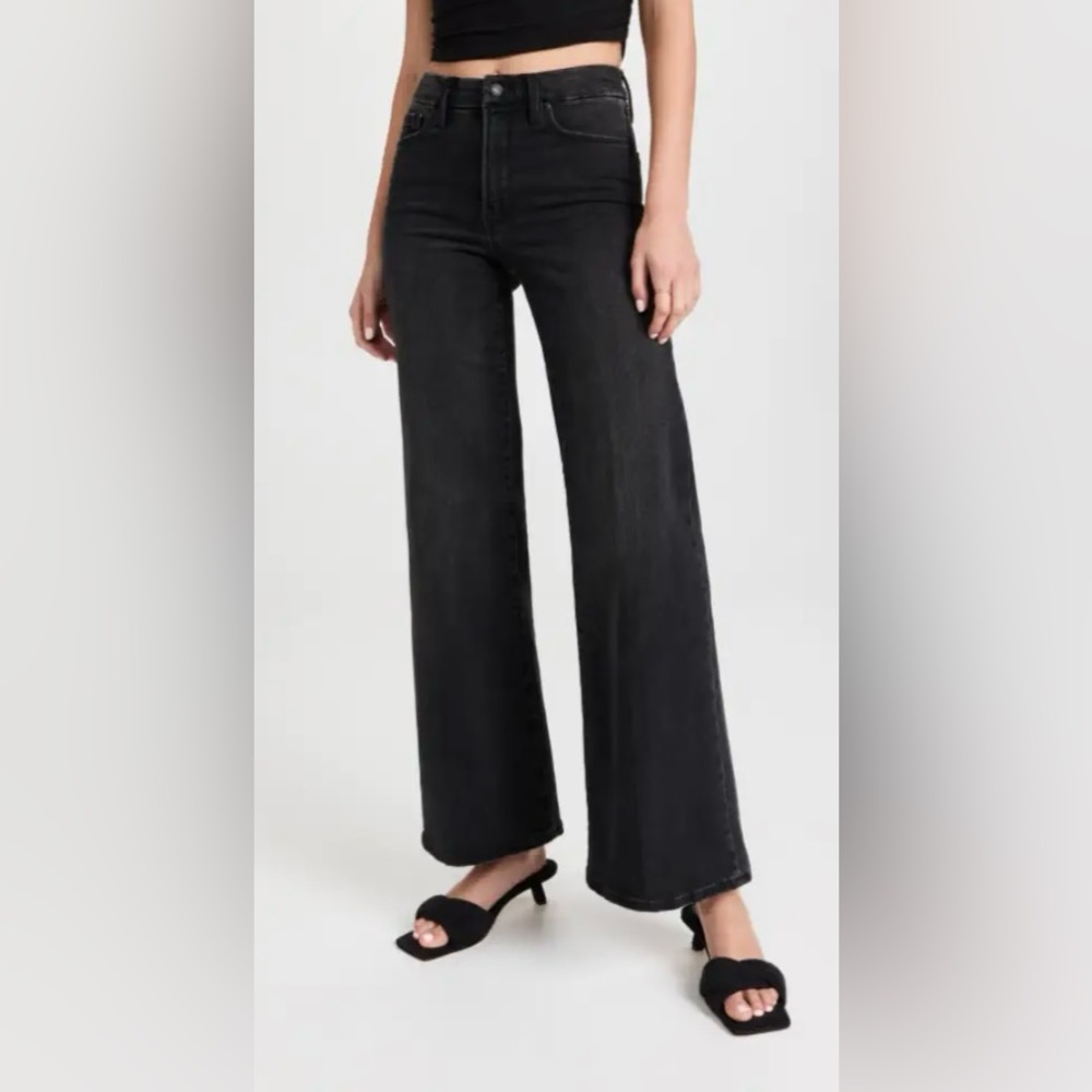 Good American Good Waist Palazzo Jeans BLACK